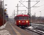 Am letzten Sonntag kam der AKN VT 98 als DPE 32806(Sonderfahrt für eine Hochzeit)durch Schleswig gedieselt. 27.01.2013