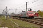 101 110-5  Eintracht Frankfurt  mit dem IC 2385 von Berlin Sdkreuz nach Karlsruhe Hbf, bei der Ausfahrt in Stendal.