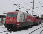 101 081-8+110 493-4 abgestellt im Rostocker Hbf.27.01.2013