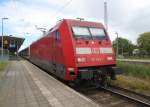 101 091-7 mit IC2239 von Warnemnde nach Leipzig Hbf im Bahnhof Warnemnde.30.05.2015