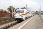 101 027-1  25 Jahre Deutsche Einheit  mit dem IC 142 von Berlin Südkreuz nach Schiphol (Airport), bei der Einfahrt in Rathenow.