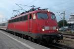 110 491-8 mit dem Leerzug von Warnemnde nach Berlin-Rummelsburg im Bahnhof Warnemnde.28.06.2013