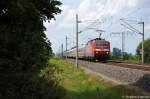 120 114-4 mit dem IC 2205 von Hamburg-Altona nach Berlin Sdkreuz in Vietznitz.