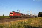 120 105-2 mit dem EC 172  Vindobona  von Villach Hbf nach Hamburg-Altona in Vietznitz.