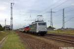 139 558-1 Rail Adventure mit der 29008 der HHPI, dem LuXon Wagen und mit dem Postwagen der Rail Adventure in Satzkorn und fuhr in Richtung Golm weiter.