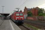 114 013-6 mit dem RE2 (RE 37387) von Rathenow nach Knigs Wusterhausen im Rathenower Hbf.