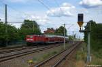 112 120-1 mit dem RE4 (RE 37334) von Ludwigsfelde nach Rathenow, bei der Einfahrt in Nennhausen.