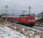 kaum hatte ich am 11.01.2013 den Mount Sildemow bestiegen kam 112 133-4 mit RE 4310 von Rostock Hbf nach Hamburg Hbf durch.