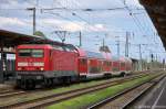 114 010-2 mit dem RE20 (RE 14710) von Halle(Saale)Hbf nach Stendal, hatte den Endbahnhof Stendal nun erreicht am 27.04.2012.