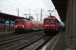 114 002-9 mit der RB32 (RB 17568) von Stendal nach Salzwedel und 112 170 mit dem RE20 (RE 17631) von Uelzen nach Halle(Saale)Hbf in Stendal.