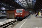 Railion 145 042-8 mit dem RE50 (RE 29715) nach Dresden Hbf im Leipziger Hbf.