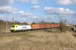 145 095-6 Captrain Deutschland GmbH für ITL - Eisenbahngesellschaft mbH mit einem Containerzug in Stendal(Wahrburg) und fuhr in Richtung Salzwedel nach Hamburg weiter.