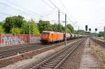 145-CL 001 (145 081-6) ArcelorMittal Eisenhüttenstadt Transport GmbH mit dem Staubpendel von Ziltendorf nach Lünen in Rathenow.