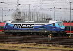 145 030-7  20 Jahre Press stand am 24.02.2023 im Rostocker Hbf.