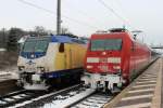 ME 146 - 05 und 101 115 - 0 vom Winter gekennzeichnet! Tostedt den 18.03.2012