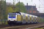 146 541 mit RE 5 nach Stade bei Einfahrt in Stade am 25.04.2015