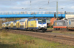 ME 146-05 fährt in den Tostedter Bahnhof ein.