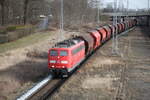 151 103-9 mit GC 62415 von Rostock-Seehafen nach Bebra bei der Durchfahrt im Haltepunkt Rostock-Kassebohm.04.03.2017