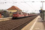 151 094-0 & 151 116-1 DB Cargo mit einem leeren Erzzug von Beddingen nach Hamburg in Bienenbüttel.