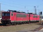 155 030-0 abgestellt im Bahnhof Wismar.(05.03.2011)