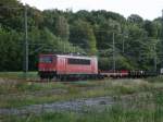 155 232 durchfuhr mit dem leeren Rhrenzug von Mukran nach Mhlheim,am 20.August 2011,den Bahnhof Lietzow.