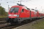 am 16.10.2014 fuhr der PbZ von Rostock Hbf nach Berlin/Cottbus mit 182 001