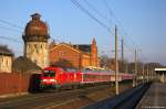 182 009 mit dem IRE  Berlin-Hamburg-Express  (IRE 18098) von Berlin Ostbahnhof nach Hamburg Hbf, bei der Durchfahrt in Rathenow.