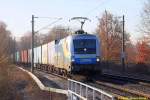 06/02/2015:  EVB/MWB 182 912 mit Containerzug in Hamburg-Moorburg auf dem Weg nach Hamburg-Waltershof