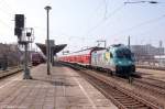 182 013  BUGA 2015 In der Havelregion  mit dem RE1 (RE 18119) von Magdeburg Hbf nach Cottbus in Magdeburg-Neustadt.