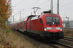 James Bond Agent 007 mit RE 4310 von Rostock Hbf nach Hamburg Hbf bei der Ausfahrt im Rostocker Hbf.21.10.2016