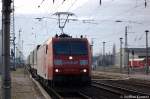 185 186-4 mit dem LKW Walter Zug in Stendal in Richtung Magdeburg unterwegs.