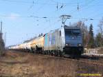 Rpool / Ruhrtalbahn 185 622 mit Kesselwagenzug in Berlin-Friedrichshagen auf dem Weg nach Osten