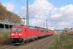 185 270-6 mit 155 201-7, 155 048-2, 145 063-4, 145 041-0 und 151 041-1 am 12.11.2015 in Tostedt.