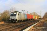 Rpool/Metrans E186 145 mit Containerzug am 25.02.2015 in Hamburg-Moorburg