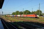 189 016-9 mit einem Containerzug in Magdeburg und fuhr in Richtung Magdeburg-Neustadt weiter.