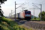 189 082-1 mit Containerzug in Vietznitz Richtung Paulinenaue unterwegs.