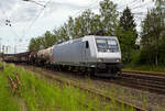 Die mit DACH-Zulassung (Deutschland, Österreich und Schweiz) an die DB Cargo AG vermietete Akiem 185 544-4 (91 80 6185 544-4 D-AKIEM), ex MRCE Dispolok (91 80 6185 544-4 D-DISPO), fährt am