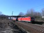 112 101 schiebt RE 1 bei Frankfurt/Oder Nuhnen.