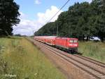 112 189-6 schiebt bei Jacobsdorf(Markt) den RE1 Magdeburg Buckau.