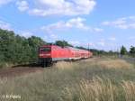 Nachschuss von 112 188 und 143 360 im Sandwitch am Rb11 Cottbus.