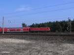 114 020 schiebt RE 1 Magdeburg HBF bei Wiesenau.