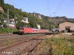 143 164-2 verlsst Bacharach mit einer RB Mainz HBF.