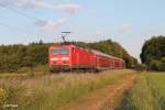 Nachschuss auf 143 141 die ihre RB 75 15729 Wiesbaden - Aschaffenburg bei der Stromkreistrennstelle Bischofsheim schiebt.