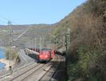 151er mit Autozug beim Loreley Betriebsbahnhof.