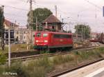 151 063-5 rckt in Frankfurt/Oder aus in Richtung Oderbrcke.