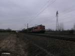 155 132-4 mit gedecktem Gterzug bei Borsdorf.