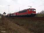 155 221-5 mit leeren Coiltransportzug bei Frankfurt/Oder Nuhnen.