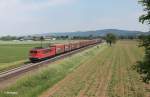 155 037-5 zieht bei Grosachsen-Heddesheim ein Opelzug gen Sden. 28.05.15