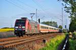 Mit dem IC 2288 rollt die 101 110 am 07.05.2014 durch Sildemow in Richtung Rostock Hbf.