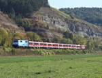 111 017  Bahnland Bayern  mit RE nach Wrzburg am 02.10.11 bei Karlstadt